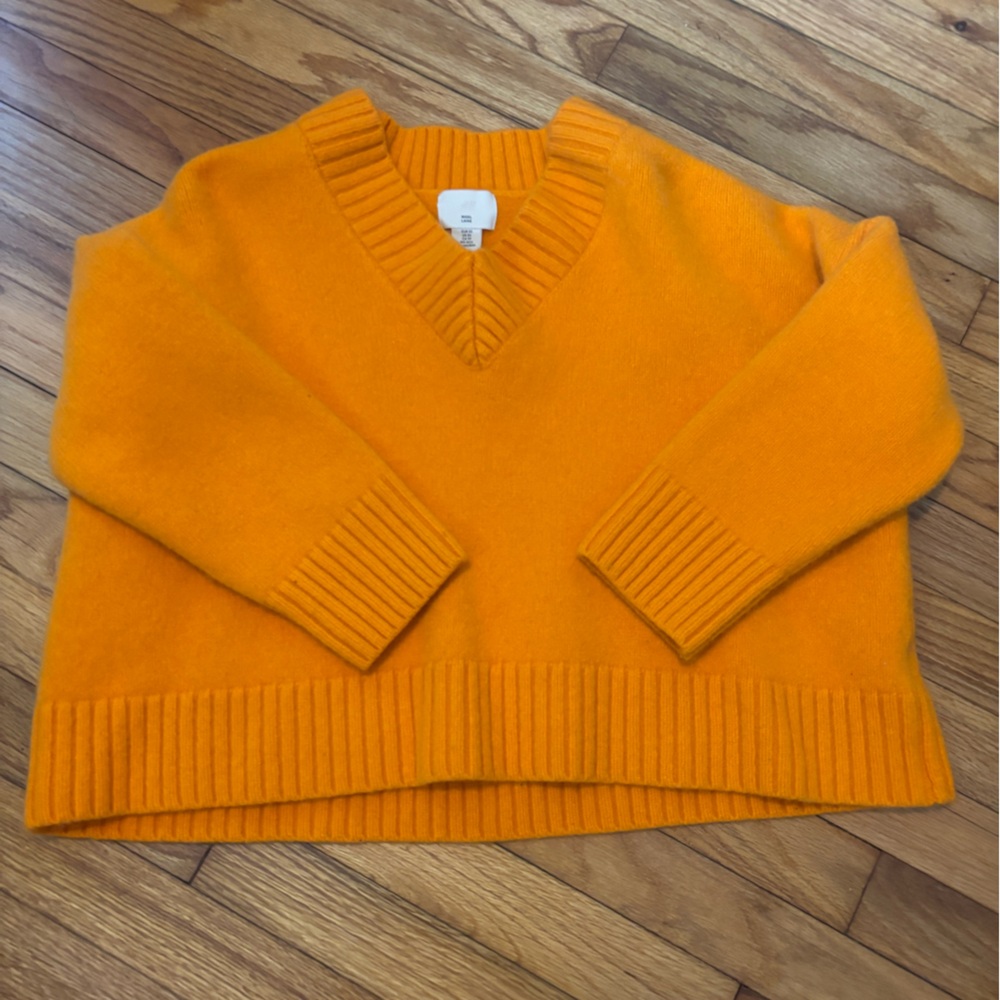 H&M Orange Crew Neck Wool Sweater